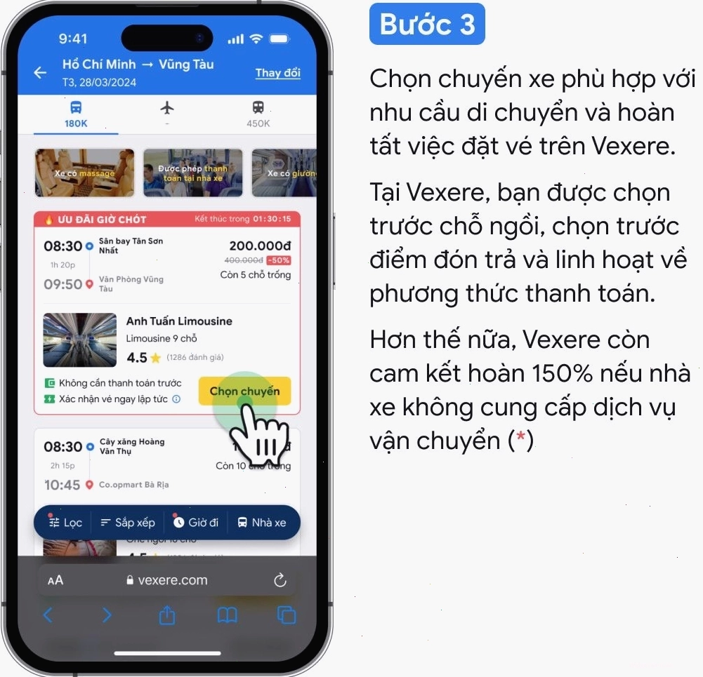 Đặt vé xe TNT tuyến Bắc Nam dễ dàng và nhanh chóng
